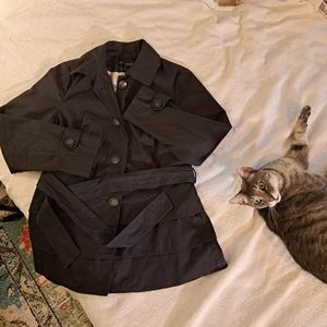 Cynthia Rowley 4 button navy rain coat